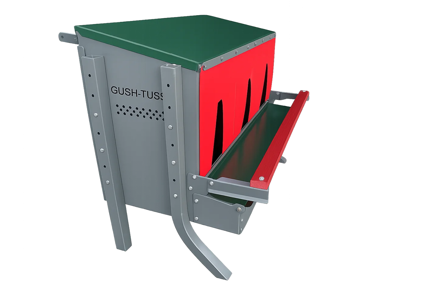 Gush-Tuss nesting box with adjustable legs, Front Rollout configuration